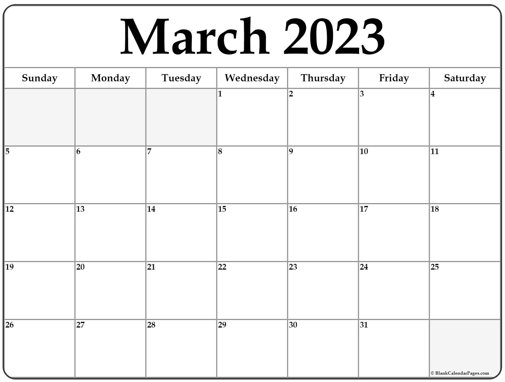 March 2023 Calendar Free Printable Calendar