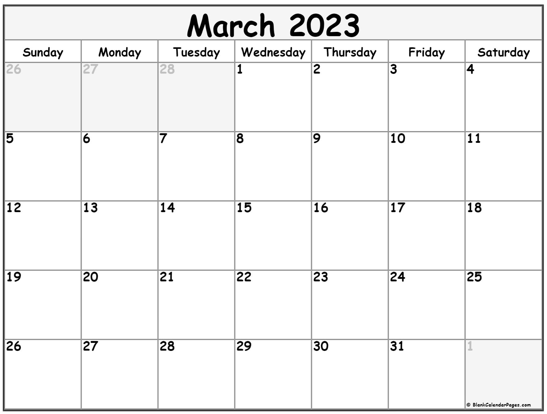 March 2023 Calendar Free Printable Calendar