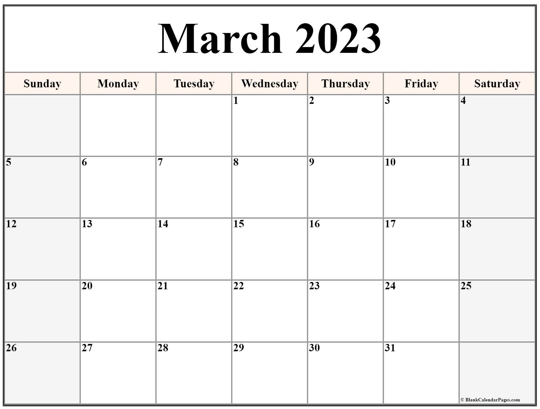 March 2023 Calendar Free Printable Calendar