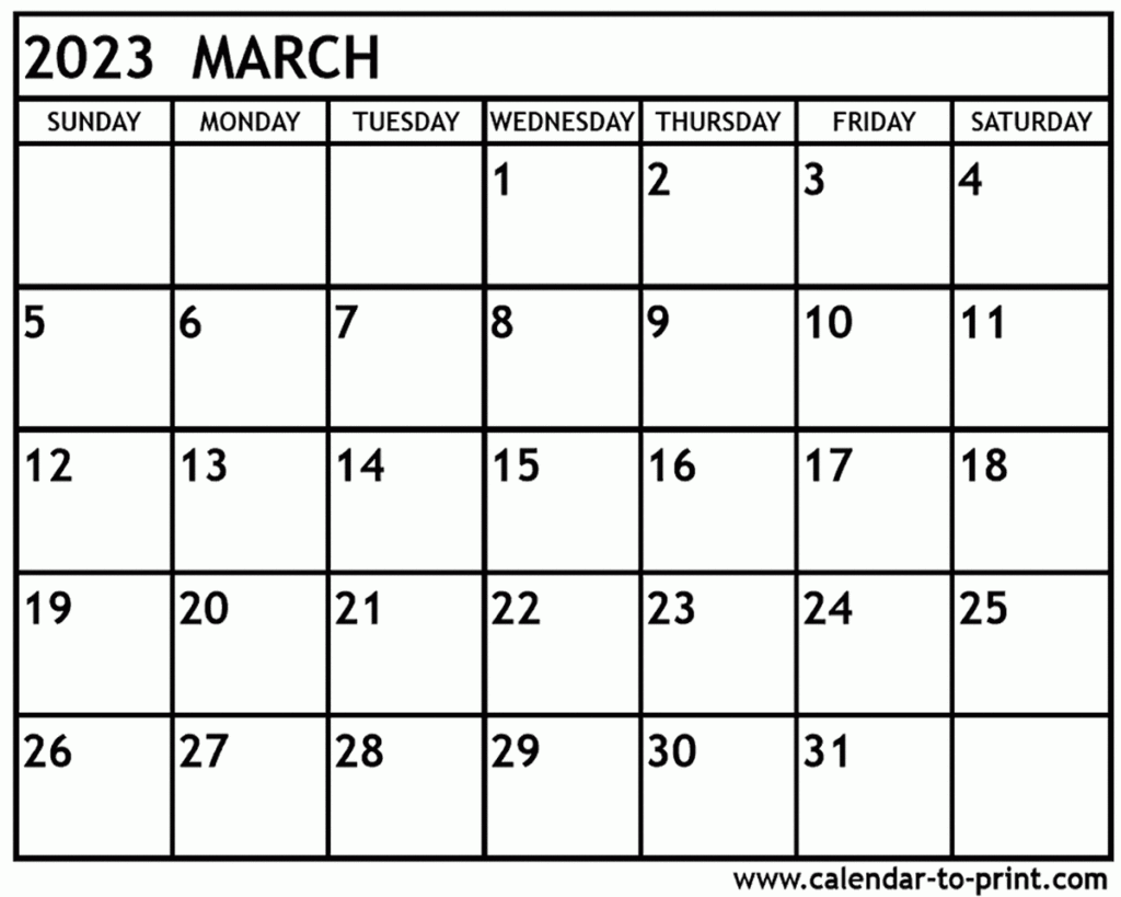 March 2023 Calendar Free Printable Calendar March 2023 Calendar Free 