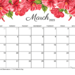 March 2023 Calendar Free Printable With Holidays