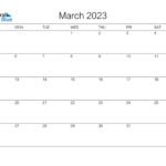 March 2023 Calendar PDF Word Excel