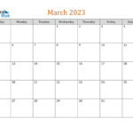 March 2023 Calendar PDF Word Excel