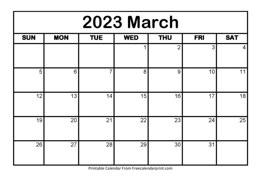 March 2023 Calendar Printable PDF Blank Templates