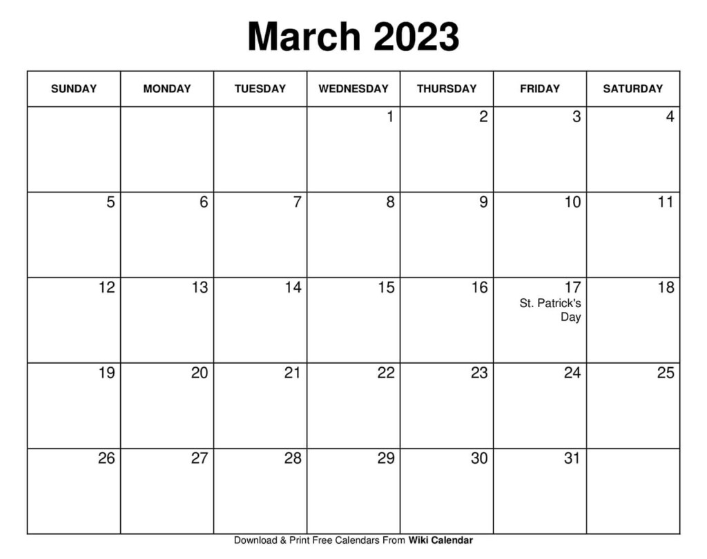 March 2023 Calendar Printable Wiki Get Calendar 2023 Update