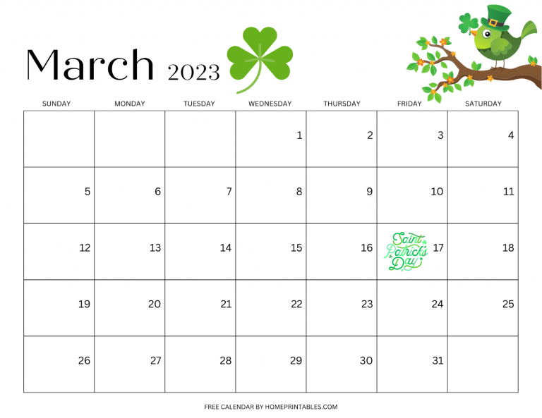 March 2023 Calendar Templates Free Download 