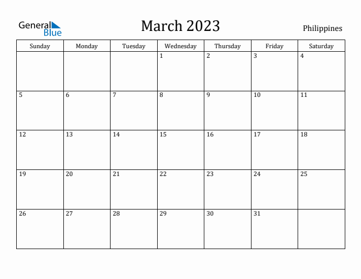 March 2023 Calendar With Philippines Holidays