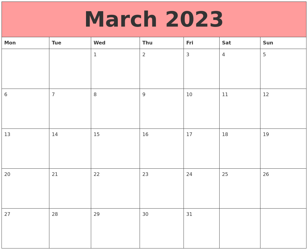 March 2023 Calendars That Work