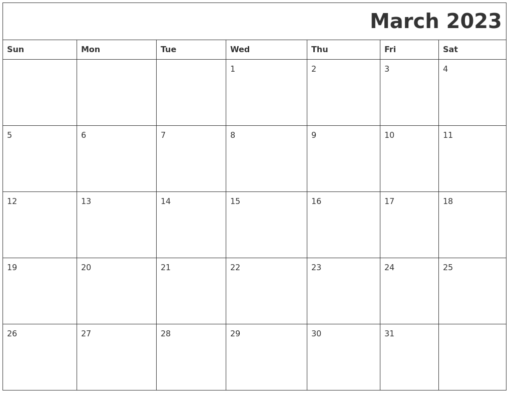 March 2023 Download Calendar