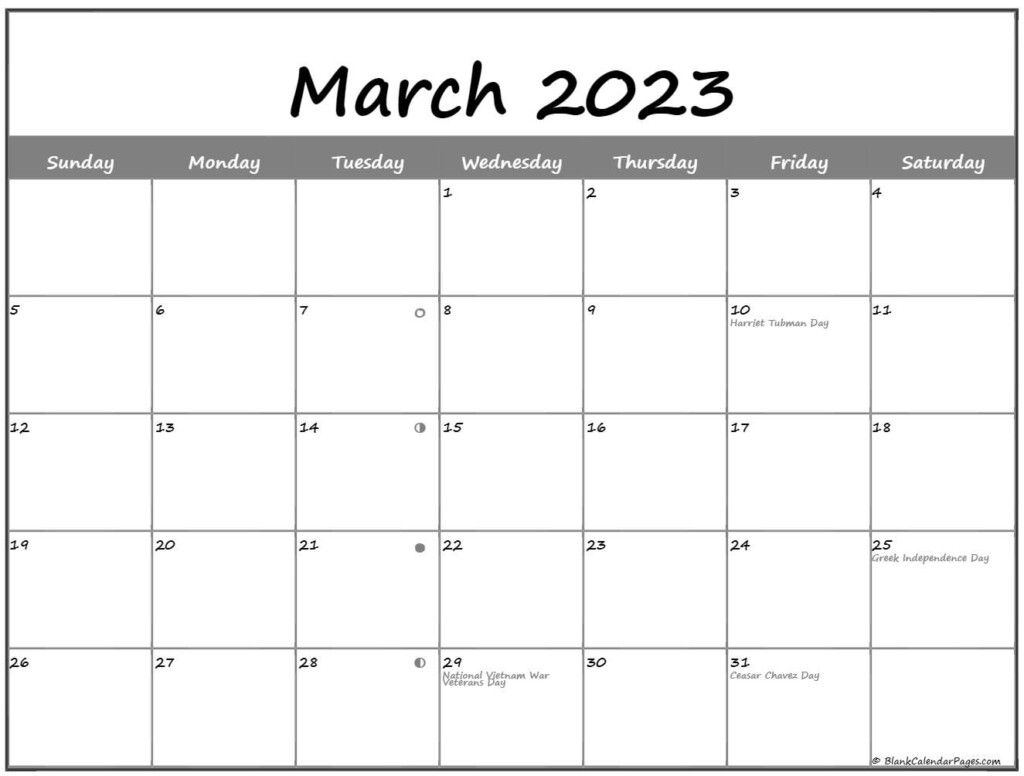 March 2023 Lunar Calendar Moon Phase Calendar