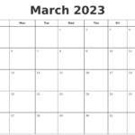 March 2023 Print A Calendar