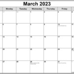 March 2023 With Holidays Calendar