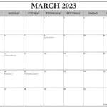 March 2023 With Holidays Calendar