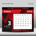 March 2023 Year Desk Calendar 2023 Template Vector Week Starts Sunday