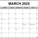 March 2025 With Holidays Calendar