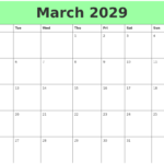 March 2029 Printable Calendars