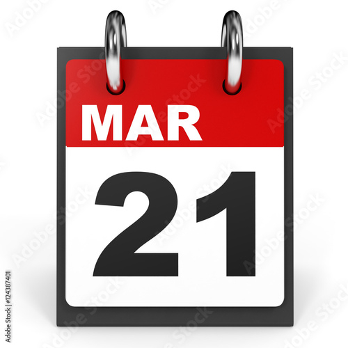 March 21 Calendar On White Background Buy This Stock Illustration