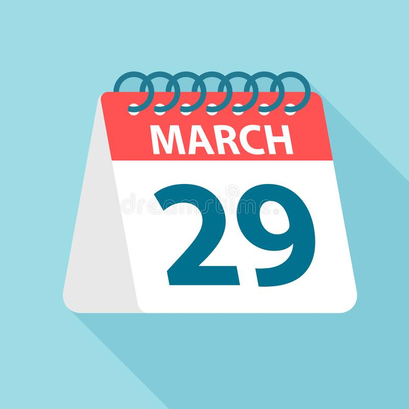 March 29 Calendar Icon Vector Illustration Of One Day Of Month 