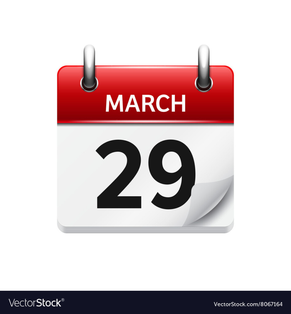 March 29 Flat Daily Calendar Icon Date Royalty Free Vector