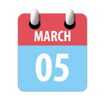 March 5th Day 5 Of Month Simple Calendar Icon On White Background