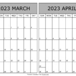 March April 2023 Calendar Templates Two Months