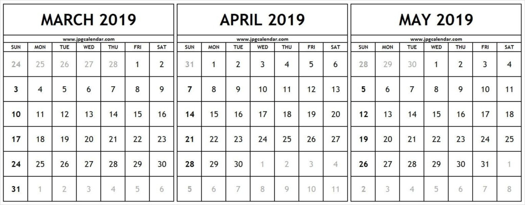 March April May 2019 Calendar march april may 2019calendar 