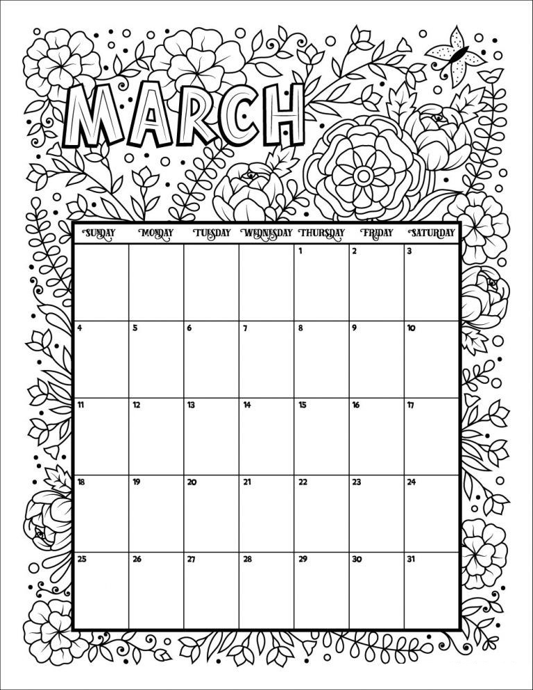 March Calendar 2021 Coloring Pages Coloring Pages Coloring Pages 