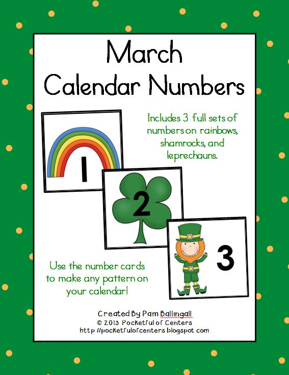 March Calendar Numbers Calendar Numbers Calendar Common Core