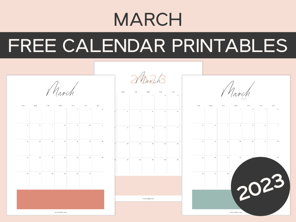 March Calendar Printable 2023 AnjaHome