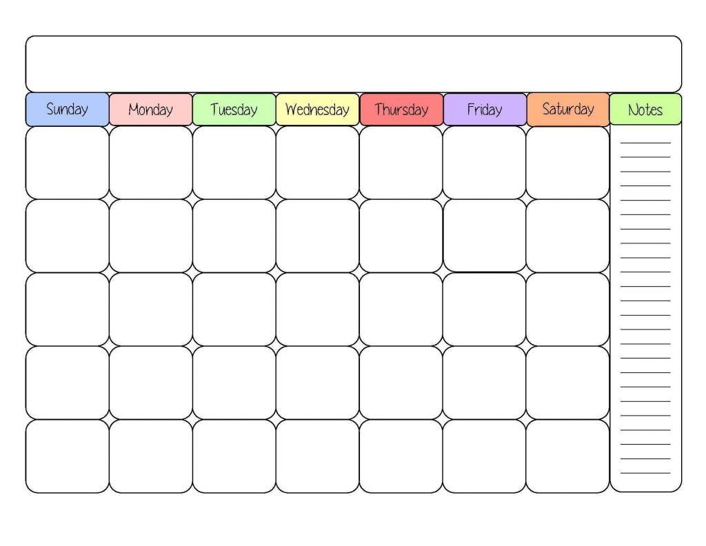 March Calendar With Notes M s Actual Cute Blank Calendar Templates 