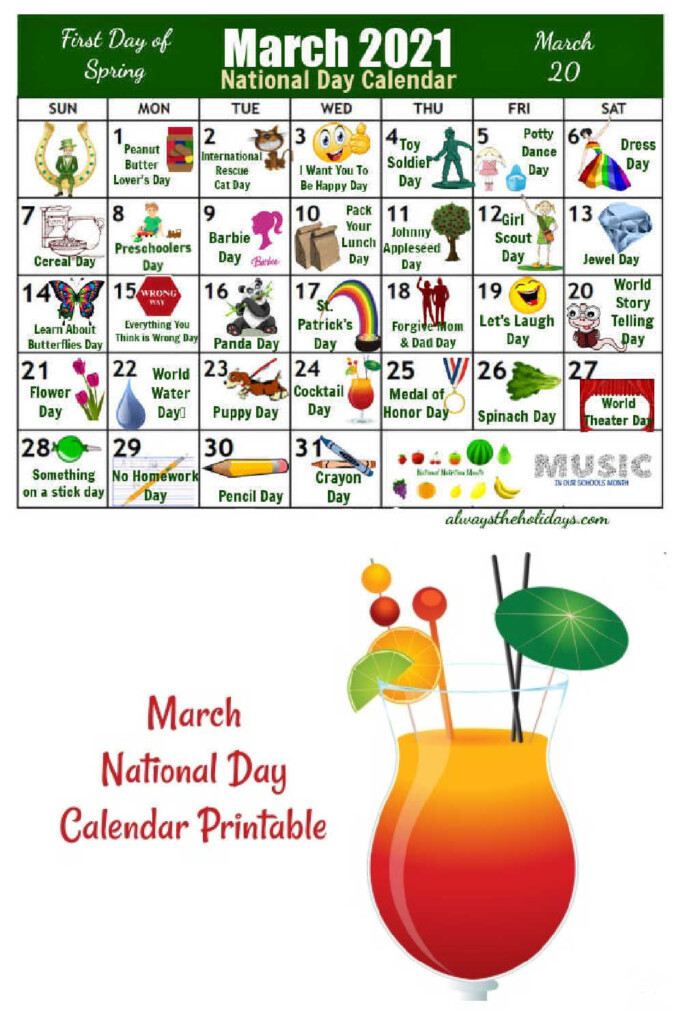 March National Day Calendar Free Printable Calendars 2021