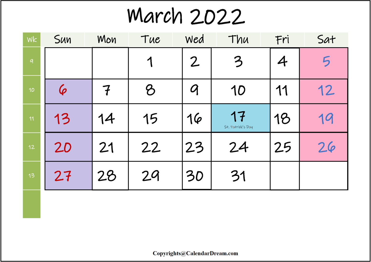 March Saints Calendar 2022 Calendar Template 2022