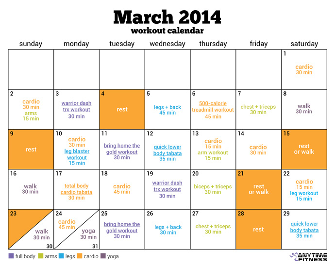 March Workout Calendar Foolproof Your Fitness