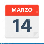 Marzo 14 Calendar Icon March 14 Vector Illustration Of Spanish