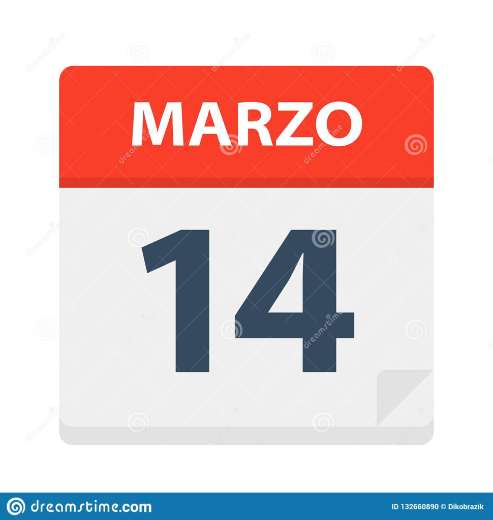 Marzo 14 Calendar Icon March 14 Vector Illustration Of Spanish 