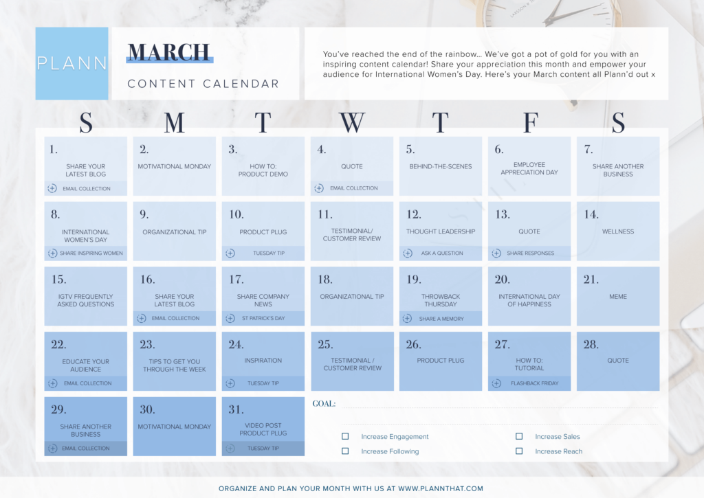 NEW March Content Calendar Plann