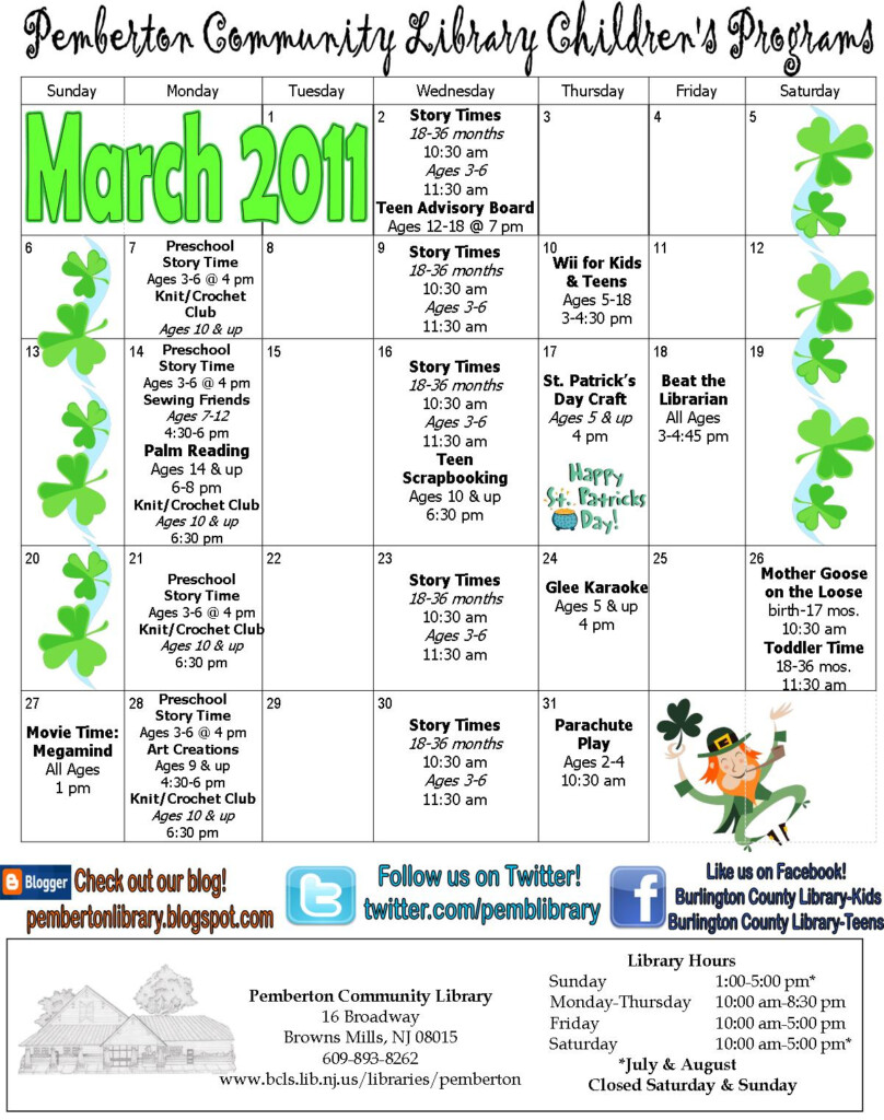 Pemberton Community Library s Blog March Events Calendar