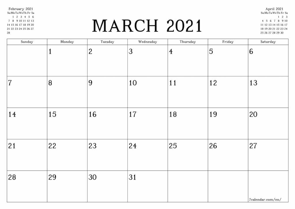 Printable Blank Monthly Calendar 2021 With Lines Ten Free Printable 