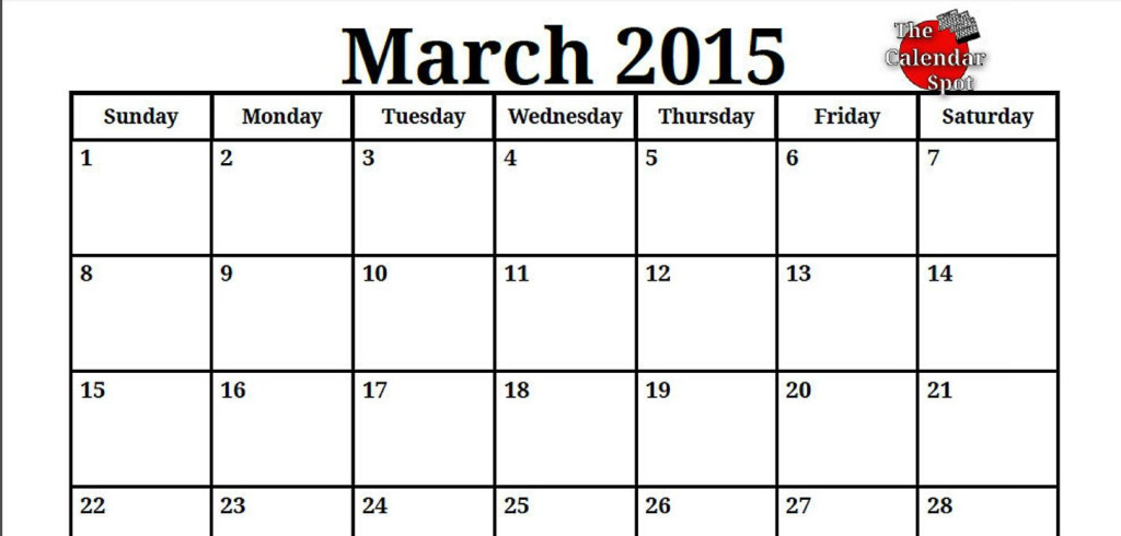 Printable Blank PDF March 2015 Calendar March 2015 Calendar Calendar 