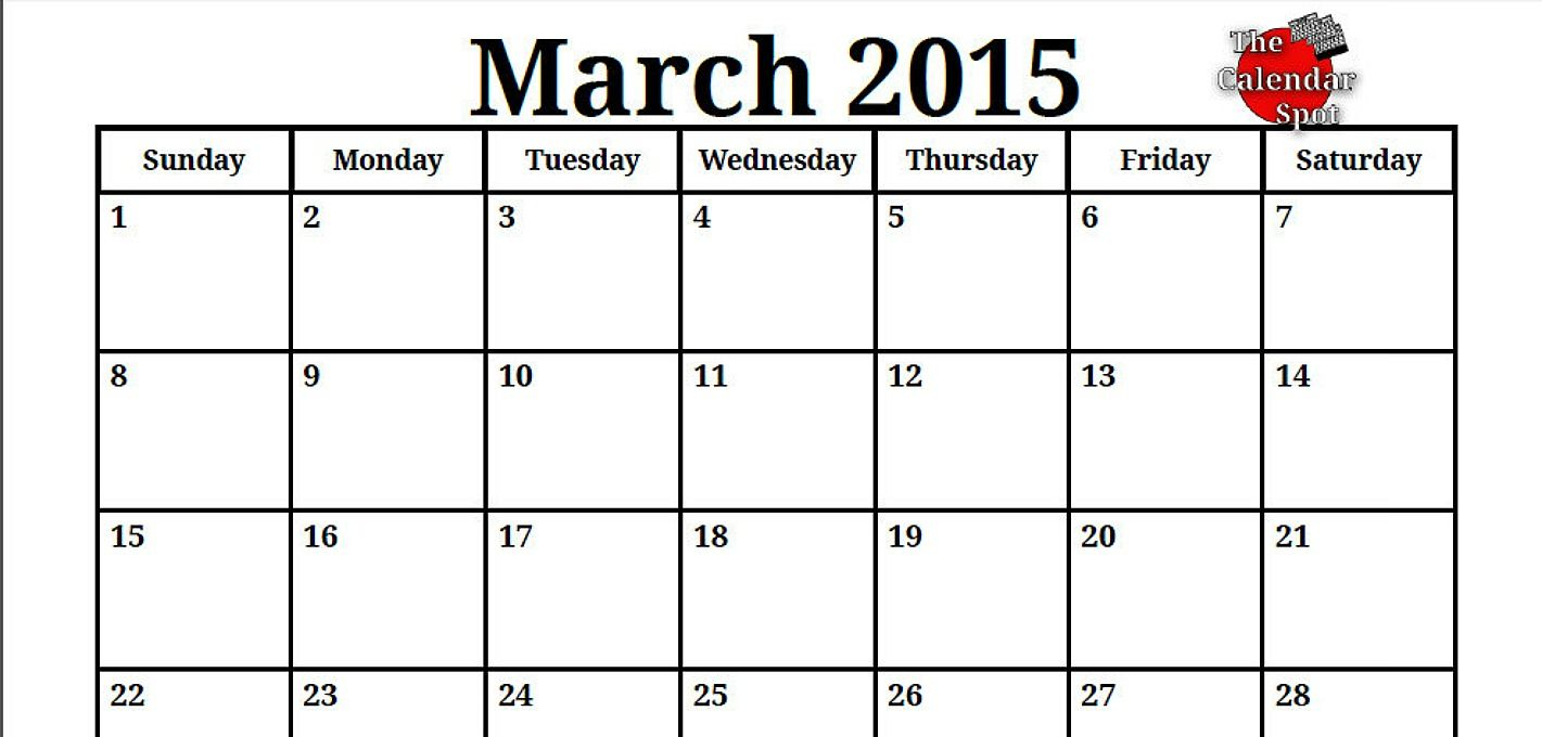 Printable Blank PDF March 2015 Calendar March 2015 Calendar Calendar