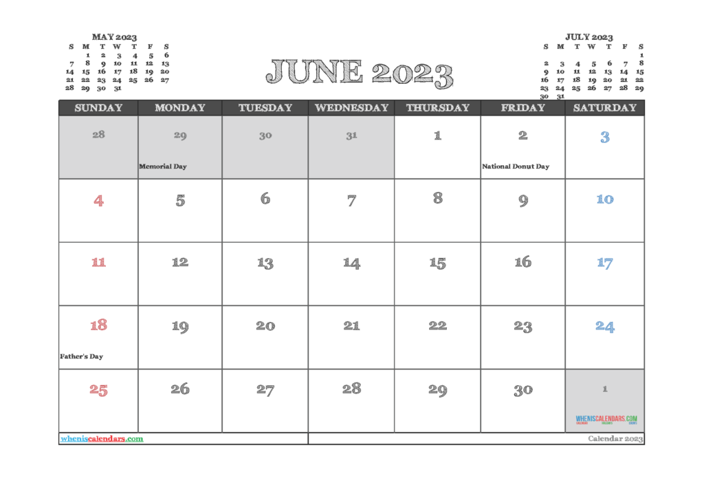 Printable June 2023 Calendar Free 12 Templates