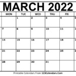 Printable March 2022 Calendar Templates 123Calendars