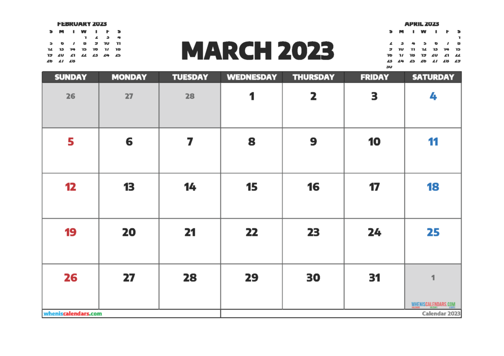 Printable March 2023 Calendar Free 12 Templates