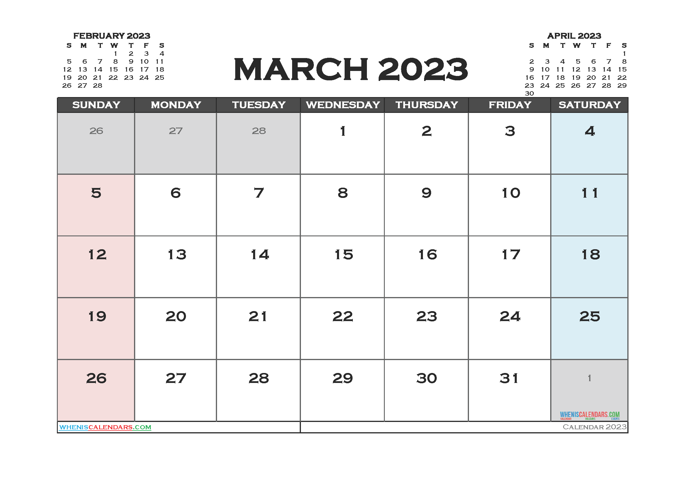 Printable March 2023 Calendar Free 12 Templates AriaATR Photos