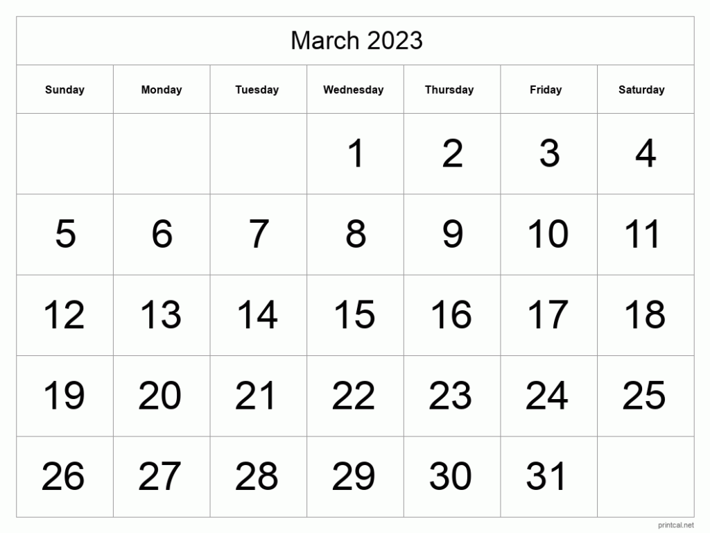 Printable March 2023 Calendar Free Printable Calendars