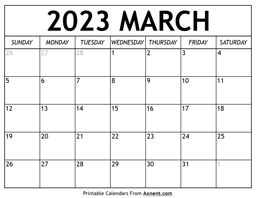 Printable March 2023 Calendar Template Print Now