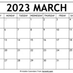 Printable March 2023 Calendar Template Print Now