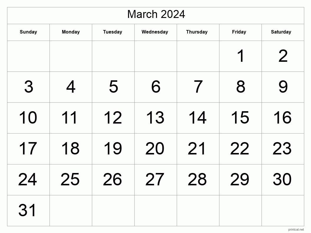 Printable March 2024 Calendar Free Printable Calendars