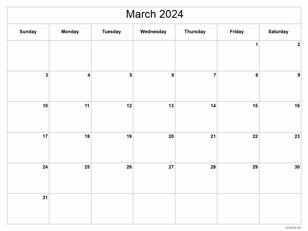 Printable March 2024 Calendar Free Printable Calendars