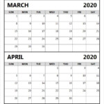 Printable March April Calendar A4 Size March Calendar Printable